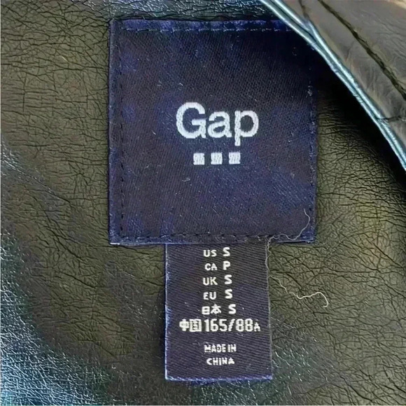 Gap Moto Jacket in Faux Leather Black Size Small EUC - Picture 8 of 12